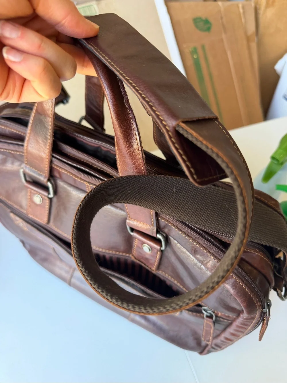 Jack Georges Professional Briefcase Brown Leather Briefcase Messenger Bag